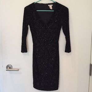 Velvet beaded mini body con dress