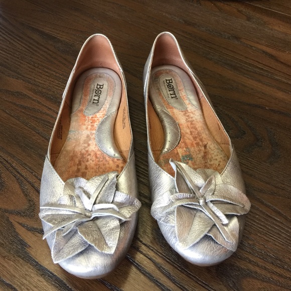 Børn metallic silver flats