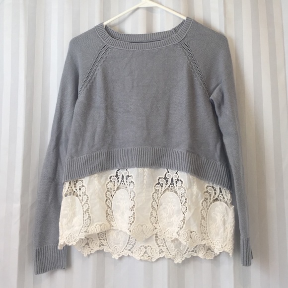 American Eagle sweater with lace trim. Size small