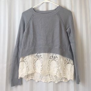 American Eagle sweater with lace trim. Size small