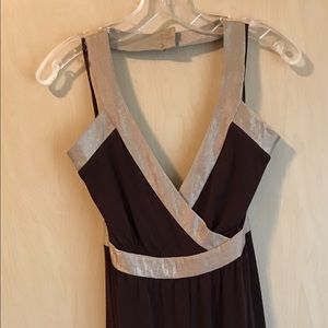 BCBG Chocolate Brown and Gold Halter Dress