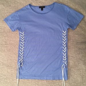 J.Crew Striped Lace-Up Tee