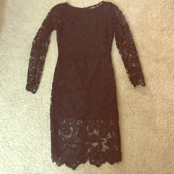 Black open back lace dress