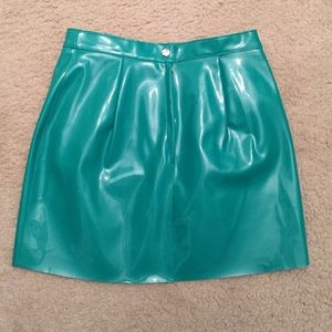 American apparel green vinyl mini skirt