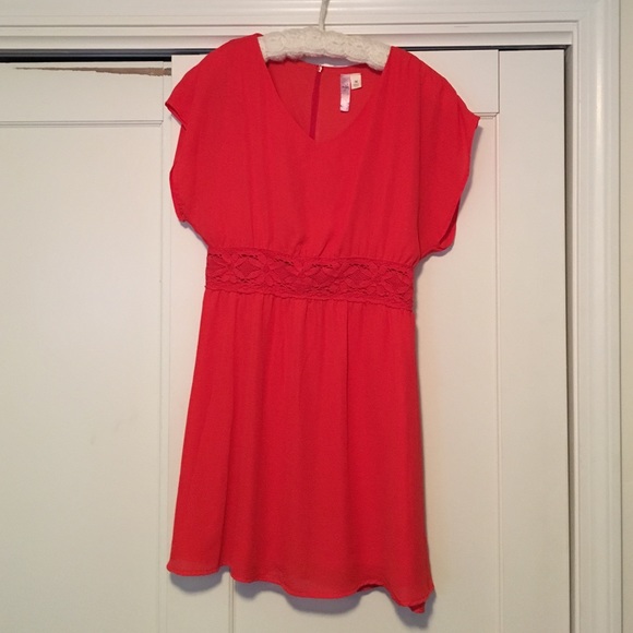 Coral/red dress.