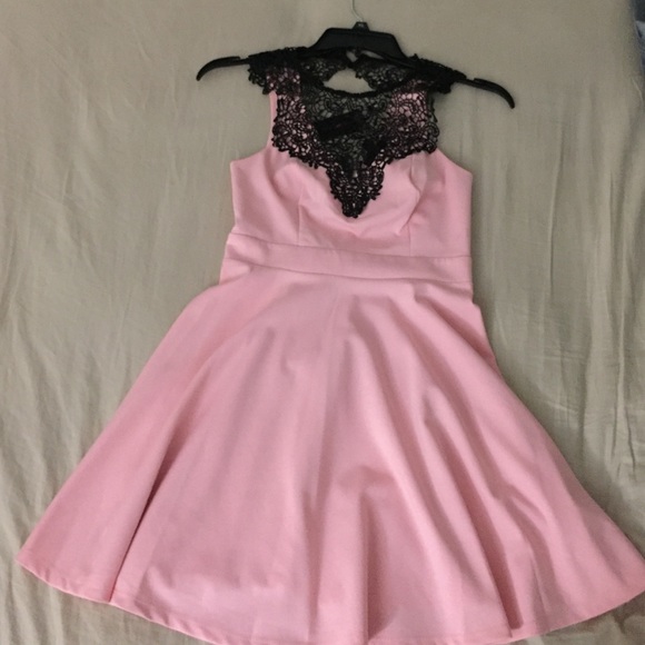 Knee length pink and black dress