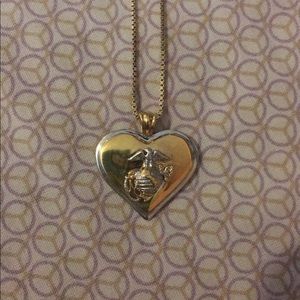 14k gold USMC Heart Pendant