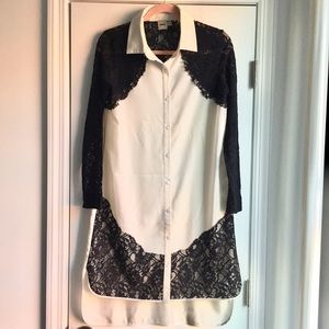 ASOS Black+ White Shirt Dress Size 8