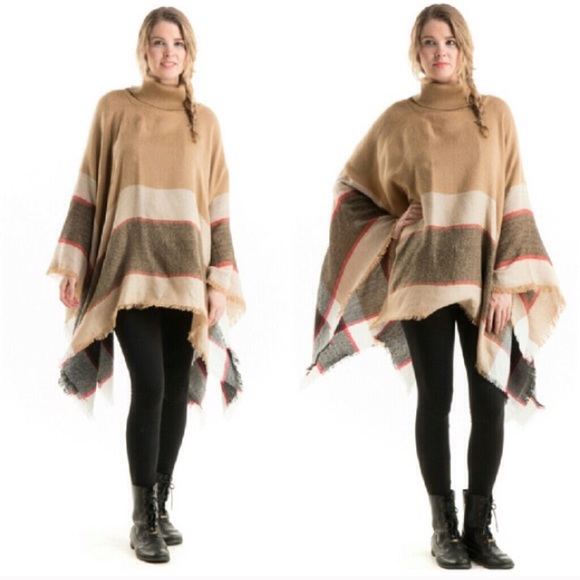 ๐LAST ONE๐Tan Turtle Neck Poncho - Picture 2 of 2