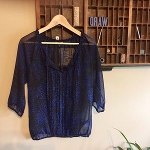 Black and Blue Leopard Print Express Top