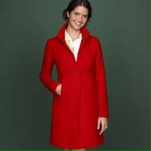 J Crew red double cloth Sybil winter coat, size 2