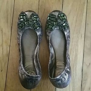Tory Burch Azalea Mirror Gem Leather Ballet Flat