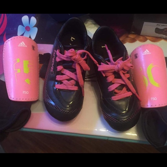 Soccer cleats and shin guards