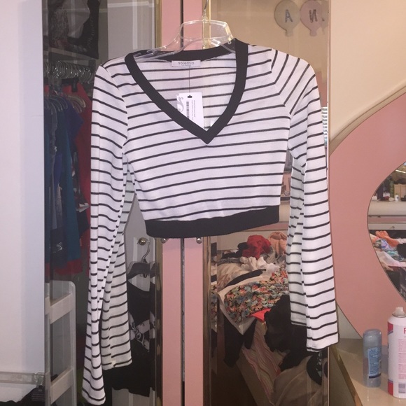 NWT Stripped ribbed crop