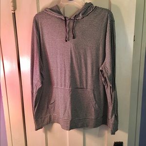 Black/gray striped pullover hoodie