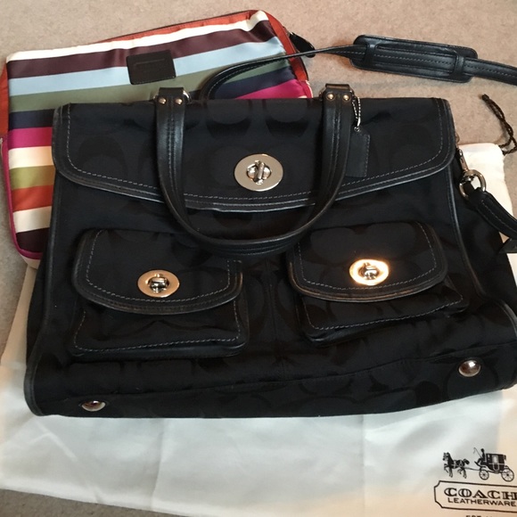 Black signature coach canvas computer/work bag