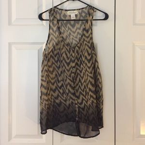 Blue and tan zig zag vest