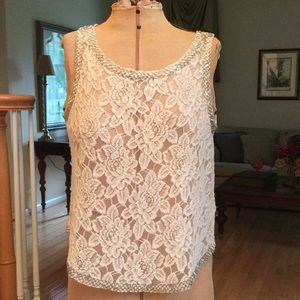 JLO lace beaded top. Size s