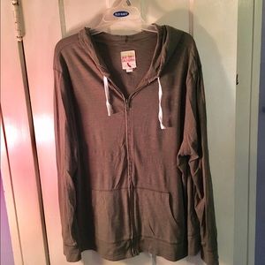 Army green zip up thin hoodie