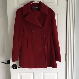 Women's Perry Ellis Cranberry Red Peacoat