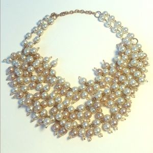 Faux Pearl Cluster Necklace