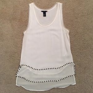 H&M white chiffon studded hem tank top 4