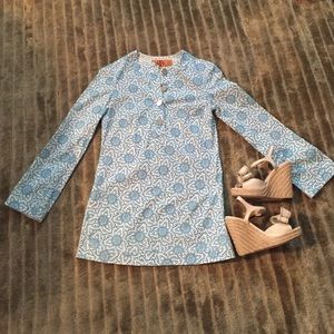 Tory Burch blue and white linen tunic
