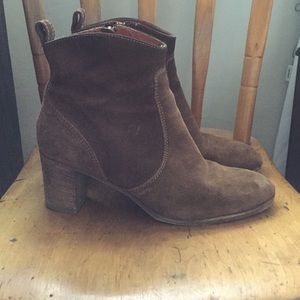 J.Crew Cognac Suede Stacked Heel Booties