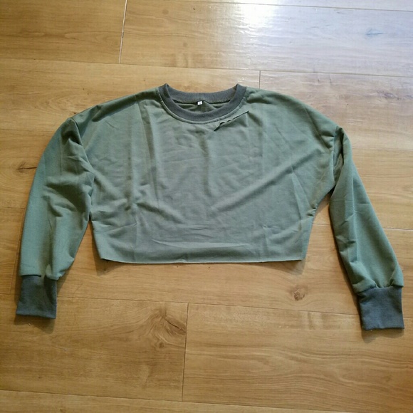 Crop Distressed Sweatshirt - Picture 2 of 3