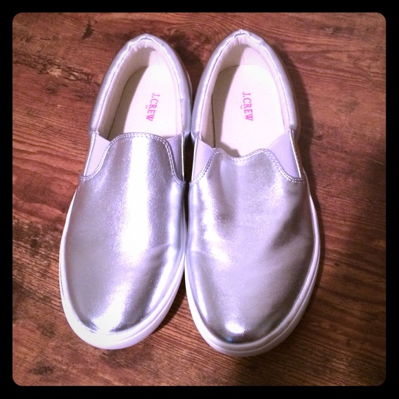 Size 8M J. Crew slip on metallic sneaker/loafers
