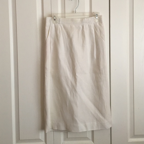 White Linen Pencil Skirt