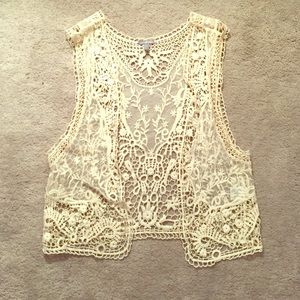 Cream lace vest