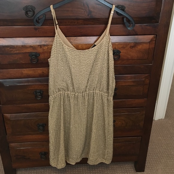 Aryn K Gold Beaded Dress