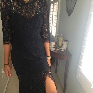 LULU's navy blue lace maxi dress