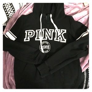 PINK Black Hoodies Half-zip