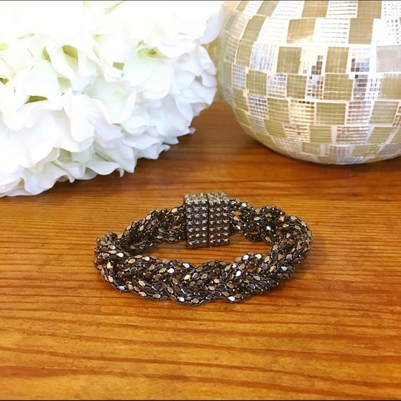 Dark silver braided bracelet