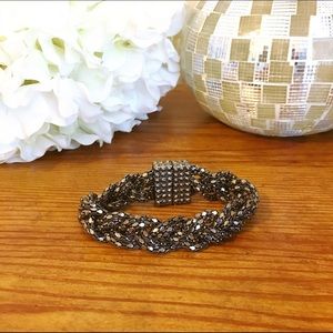 Dark silver braided bracelet