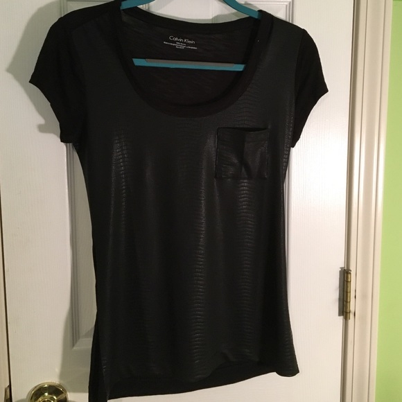 Calving Klein Faux Leather Top