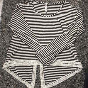 SOLD Black and white striped long sleeve top