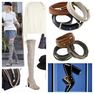 ZD Leather Studded Wrap Bracelets, Boxed & NWt