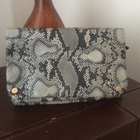 Faux snakeskin clutch