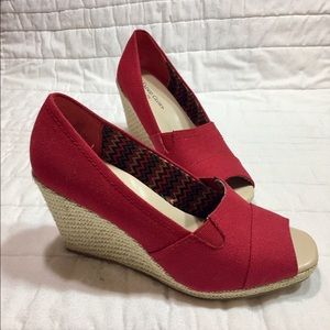 Red Open Toe Wedges