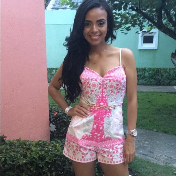 Pink/white Romper