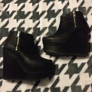 Black platform booties