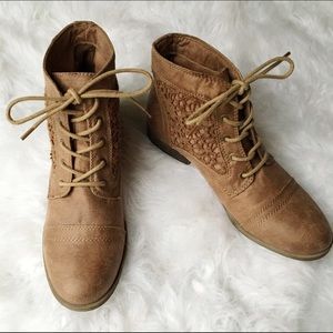 // Mossimo Supply Brown Boots w/ Lace Inserts //
