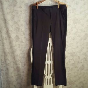 Dark grey pants with a black tuxedo stripe