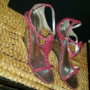 Clear Pink wedge heels