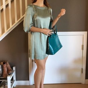 BCBG MaxAzira jeweled shoulder silk dress