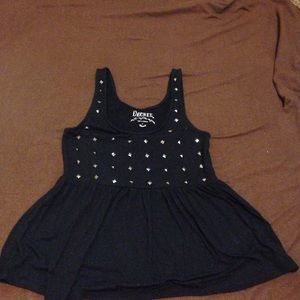 Black Peplum studded tank top