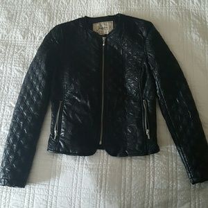 Zara embroidered faux leather jacket